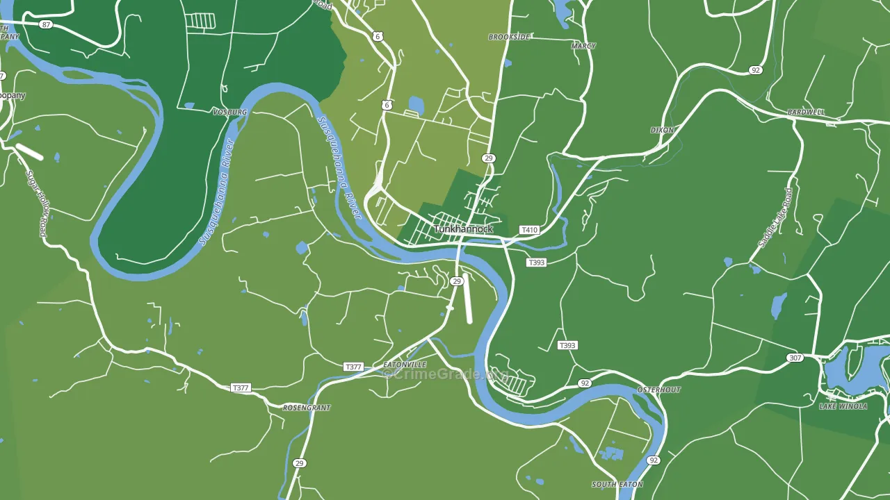 Tunkhannock, PA Map of Vandalism Rates