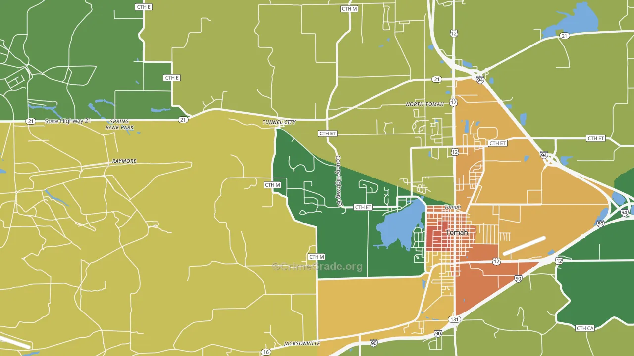 Tunnel City, WI Map of Vandalism Rates