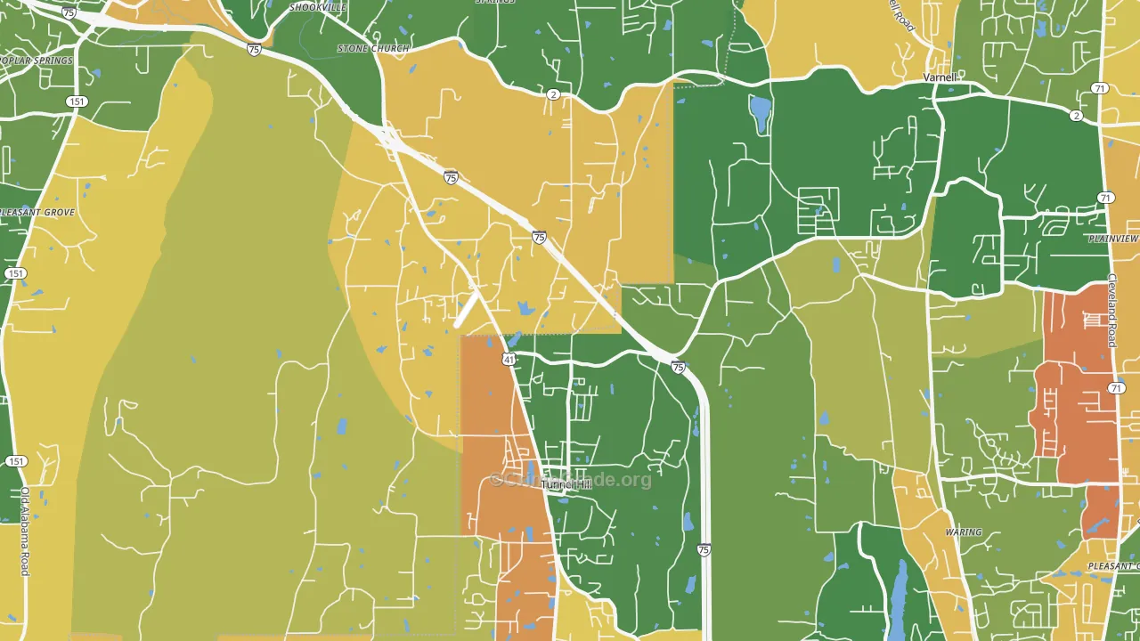 Tunnel Hill, GA Map of Vandalism Rates