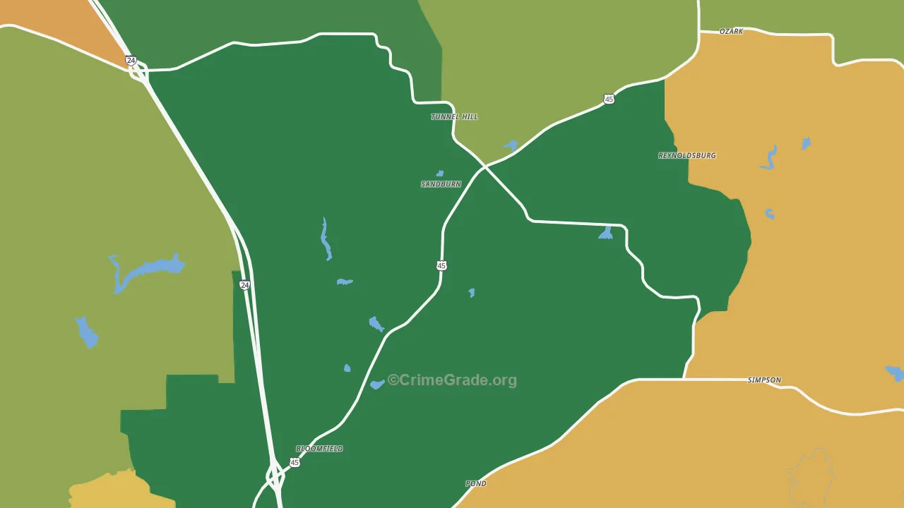 Tunnel Hill, IL Map of Vandalism Rates