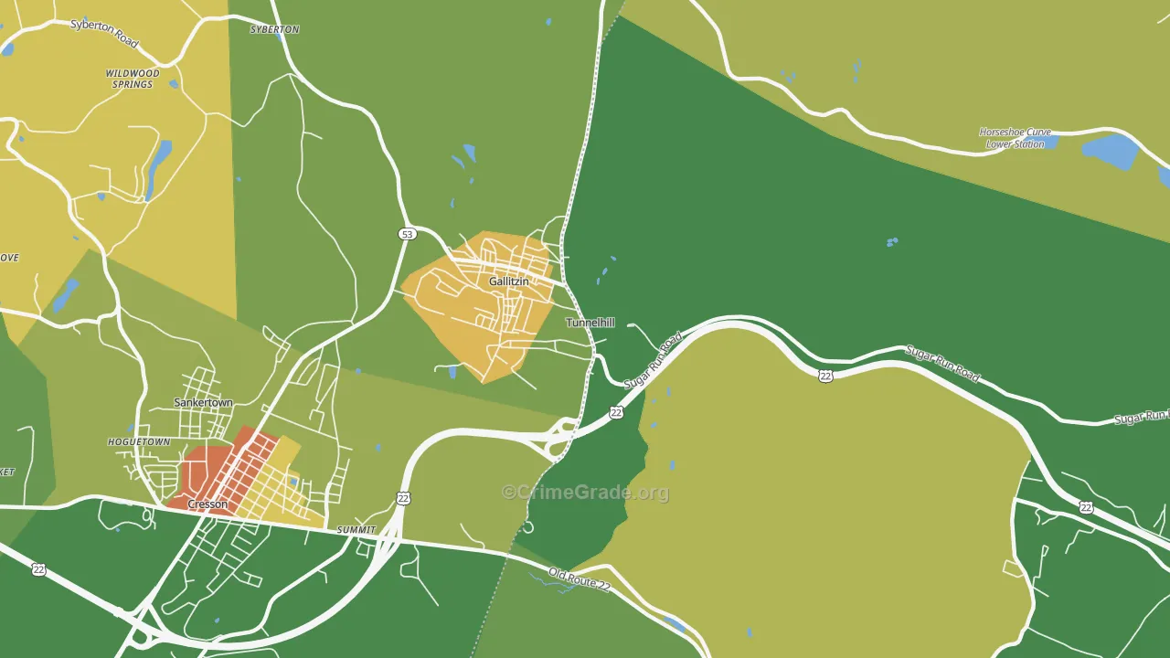 Tunnelhill, PA Map of Vandalism Rates