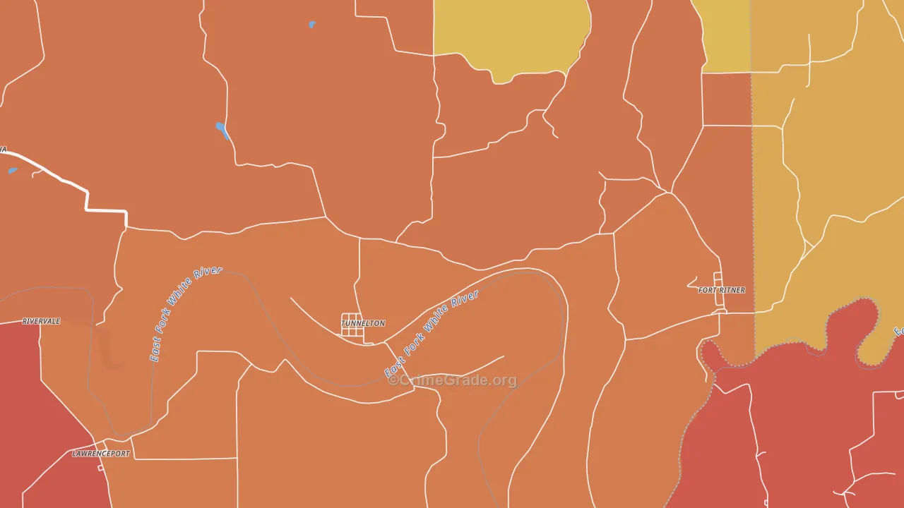 Tunnelton, IN Map of Vandalism Rates