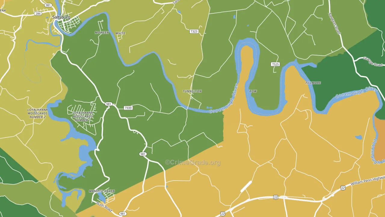 Tunnelton, PA Map of Vandalism Rates