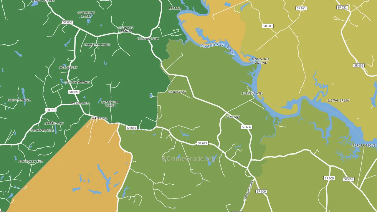 Tunstall, VA Map of Vandalism Rates