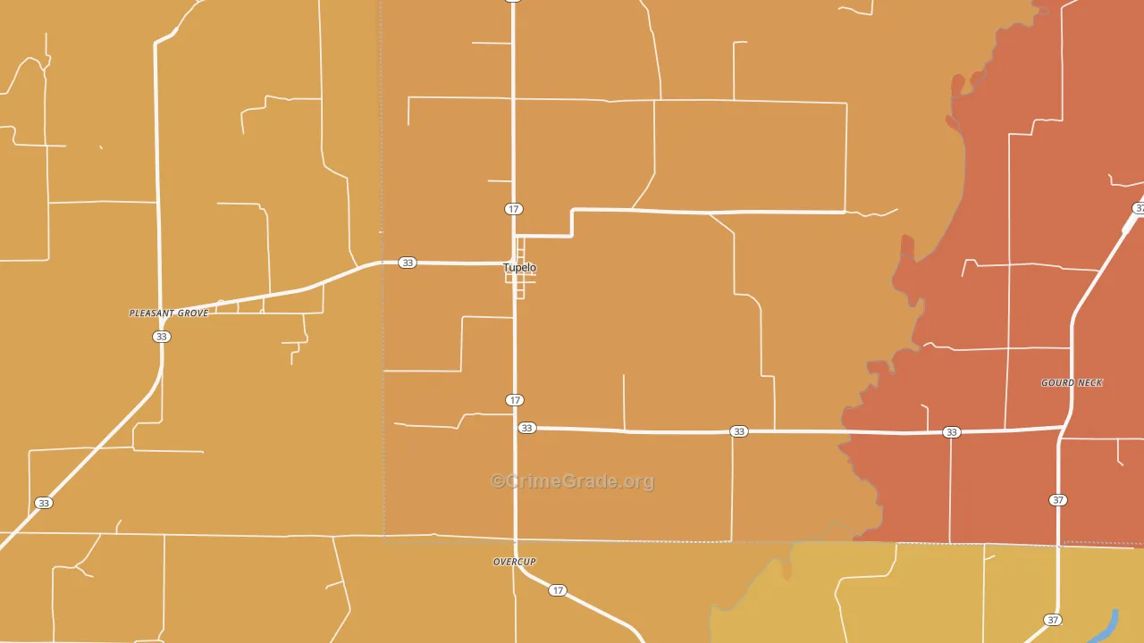 Tupelo, AR Map of Vandalism Rates