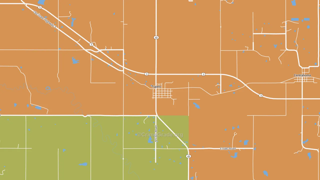 Tupelo, OK Map of Vandalism Rates
