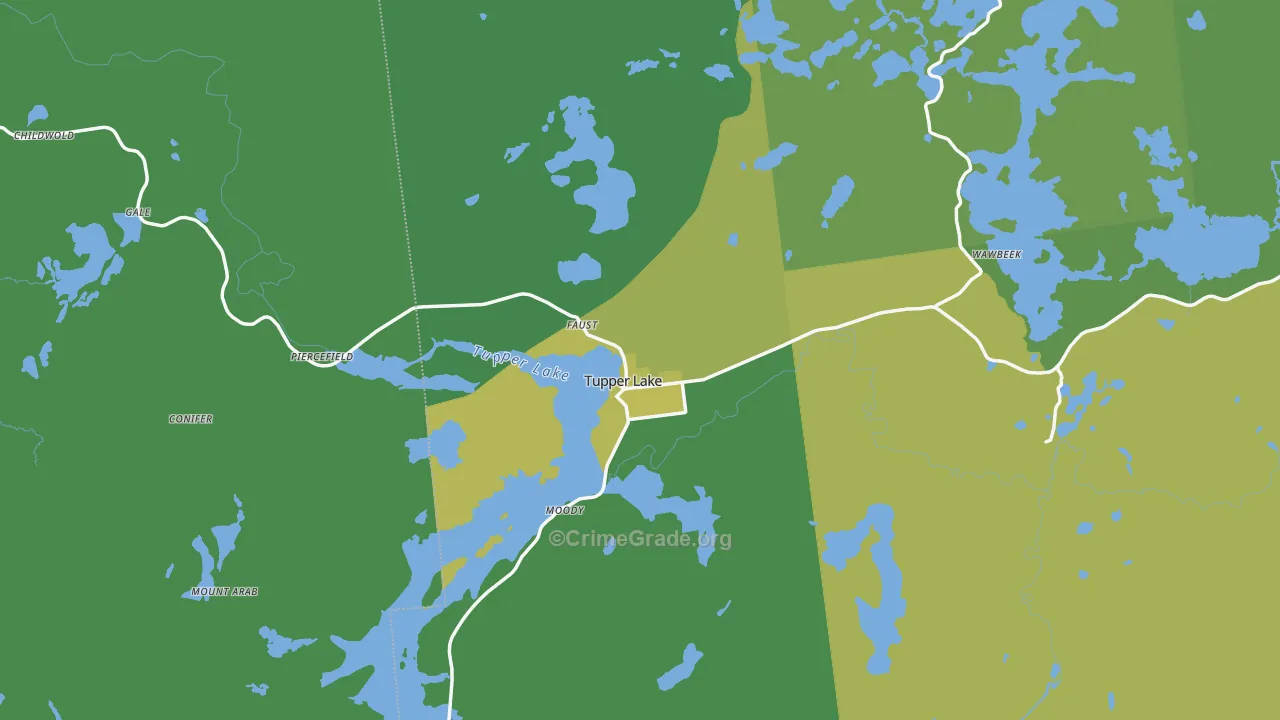 Tupper Lake, NY Map of Vandalism Rates