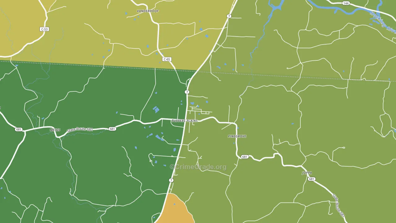 Tuppers Plains, OH Map of Vandalism Rates