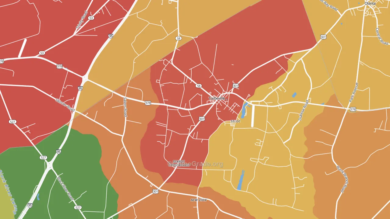 Turbeville, SC Map of Vandalism Rates