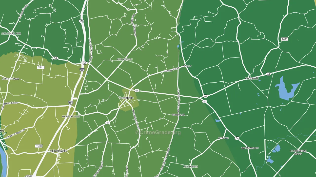 Turbotville, PA Map of Vandalism Rates