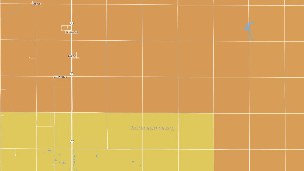 Turck, KS Map of Vandalism Rates