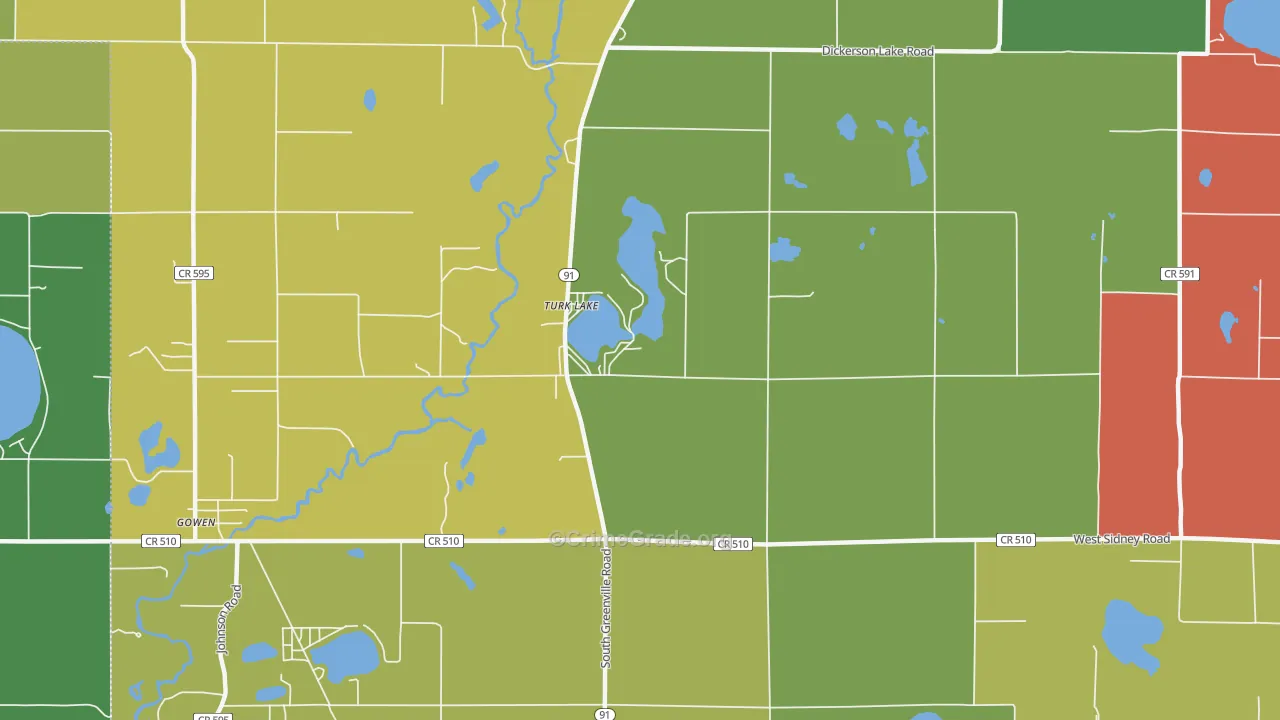 Turk Lake, MI Map of Vandalism Rates