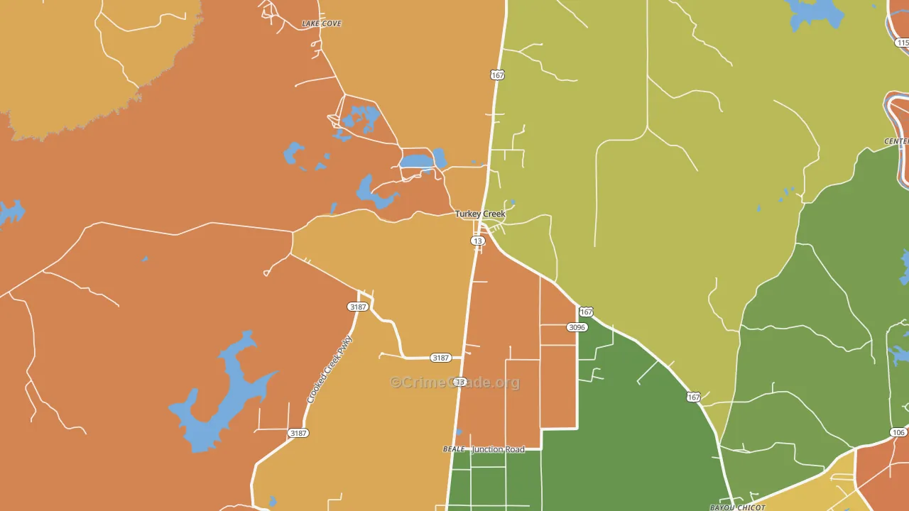 Turkey Creek, LA Map of Vandalism Rates