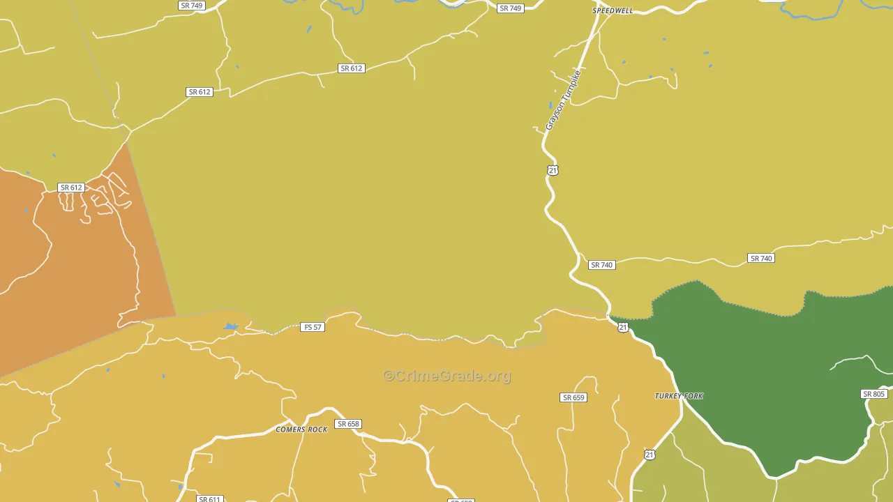 Turkey Fork, VA Map of Vandalism Rates