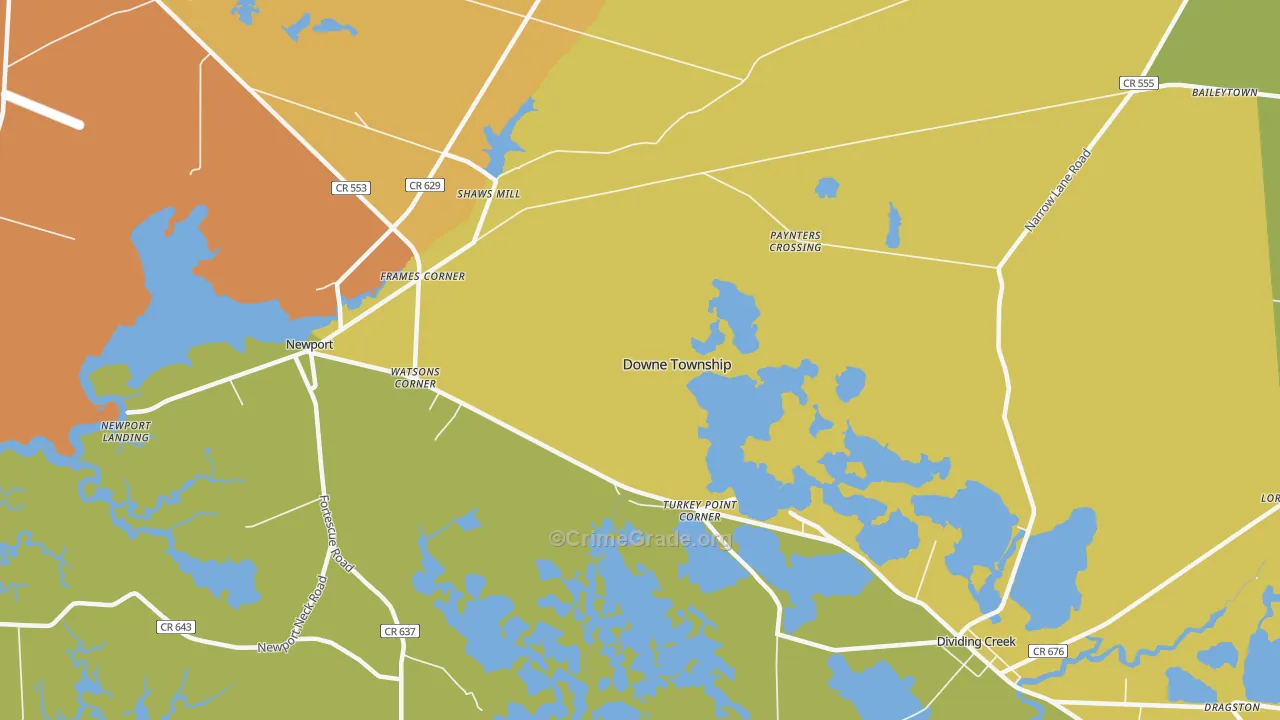 Turkey Point Corner, NJ Map of Vandalism Rates