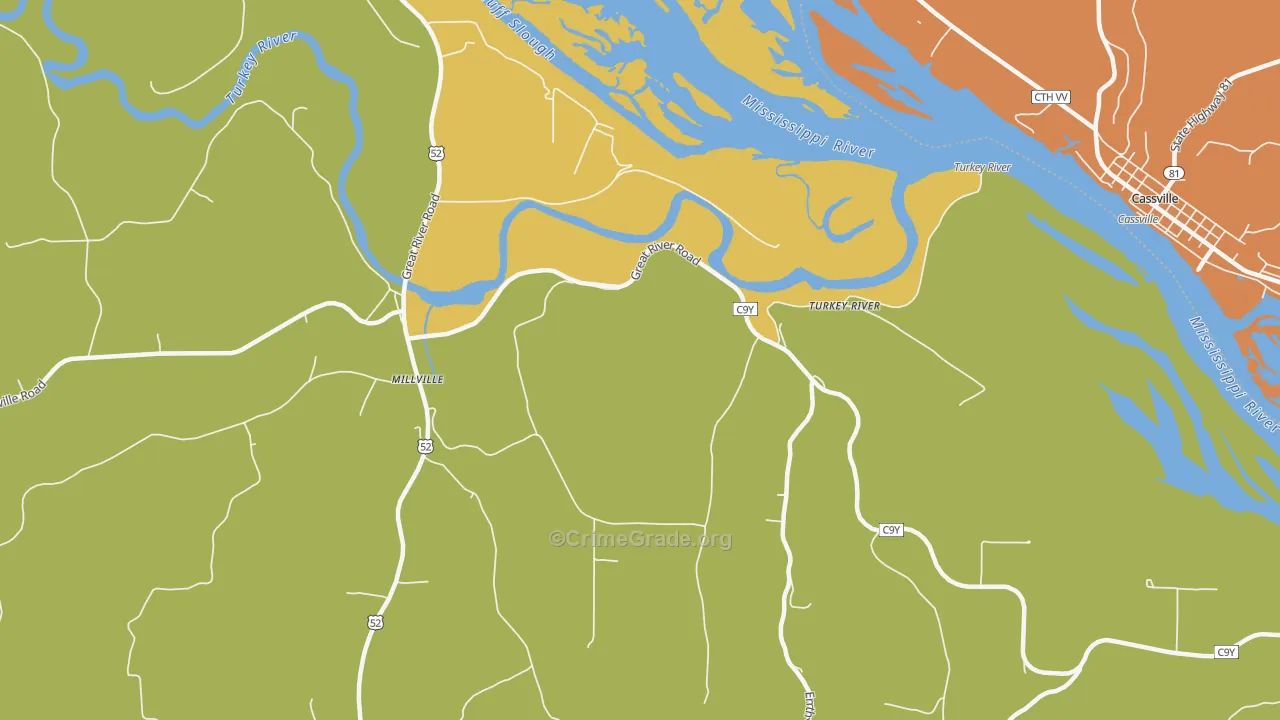 Turkey River, IA Map of Vandalism Rates