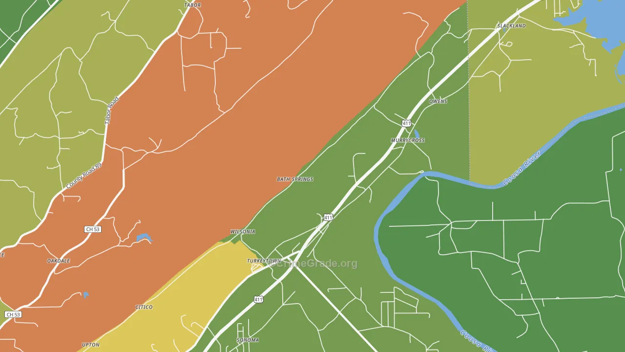 Turkeytown, AL Map of Vandalism Rates