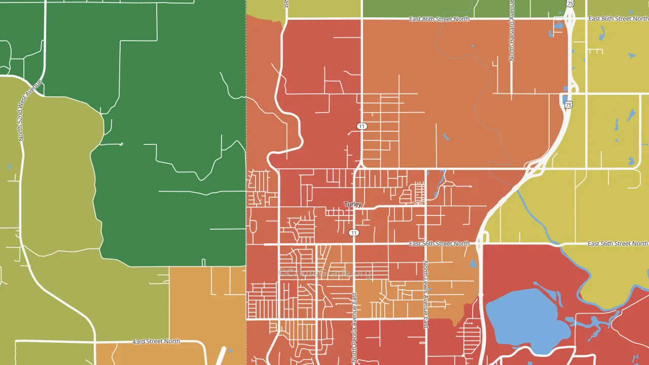 Turley, OK Map of Vandalism Rates