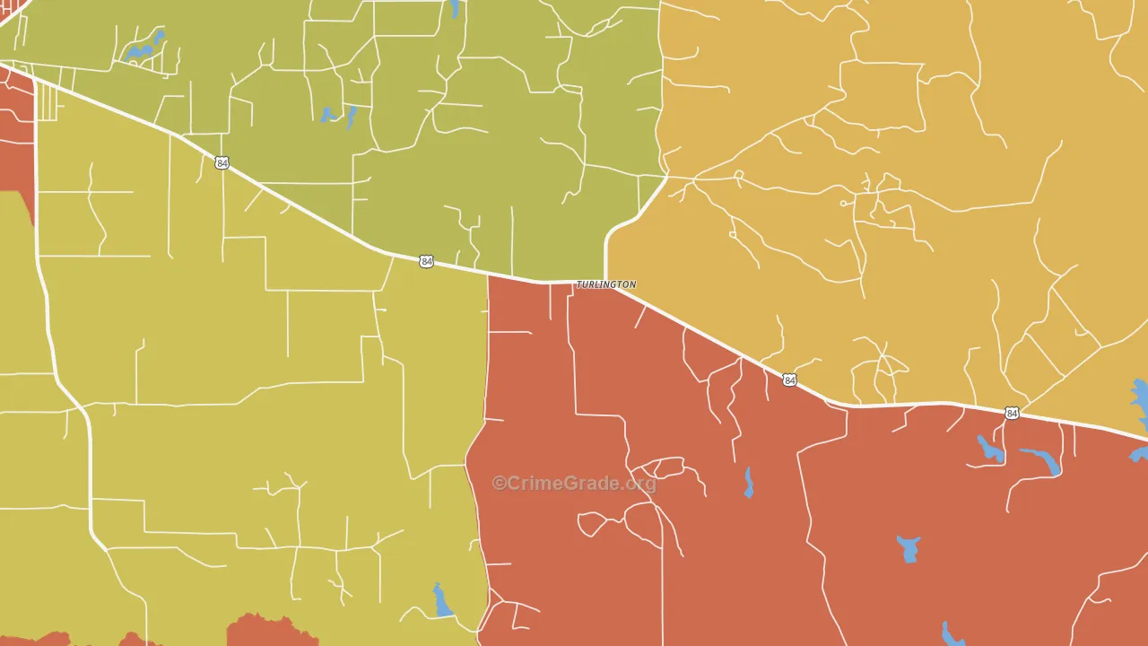 Turlington, TX Map of Vandalism Rates