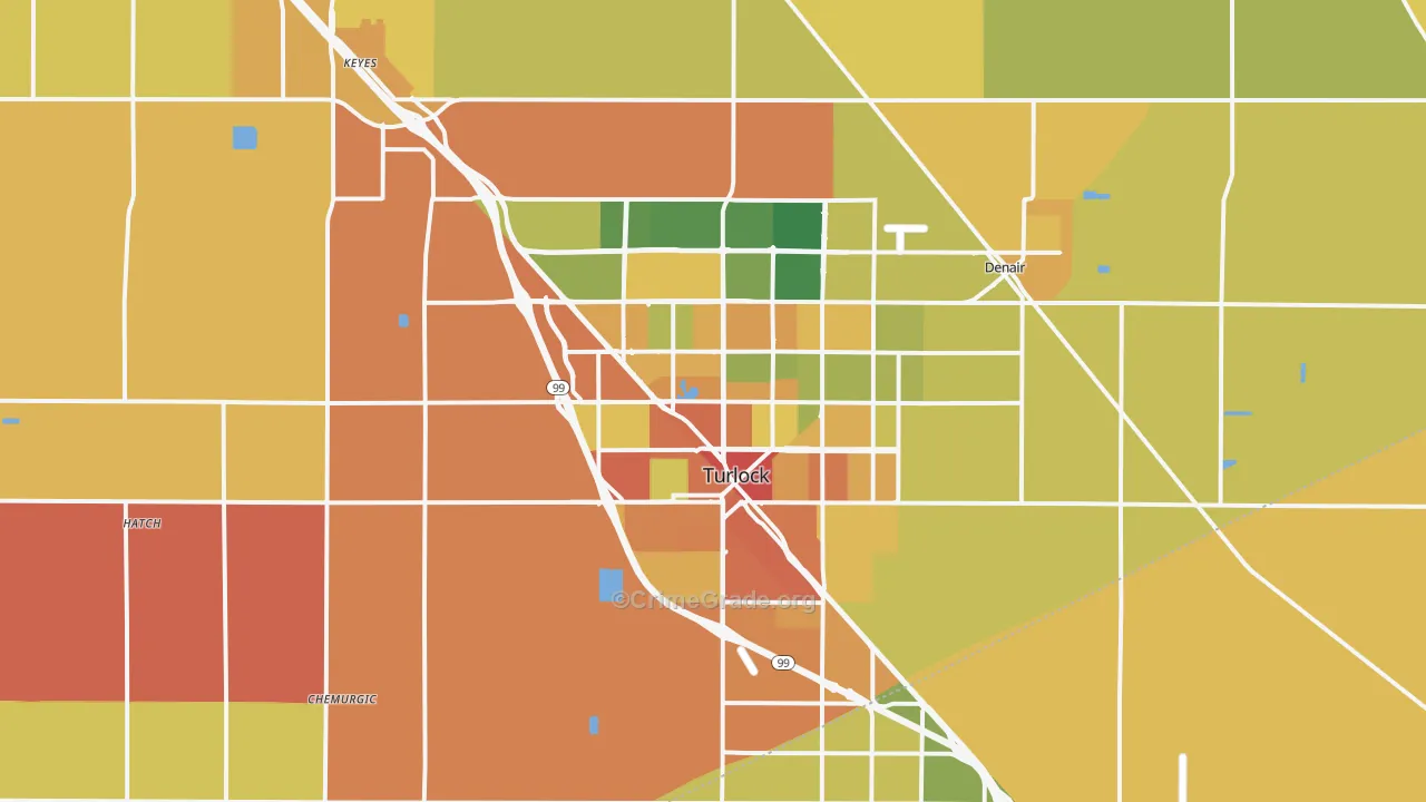Turlock, CA Map of Vandalism Rates