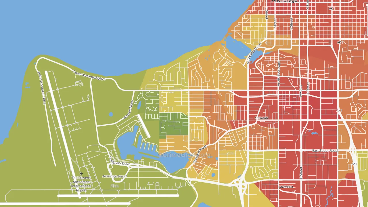 Turnagain, Anchorage, AK Map of Vandalism Rates
