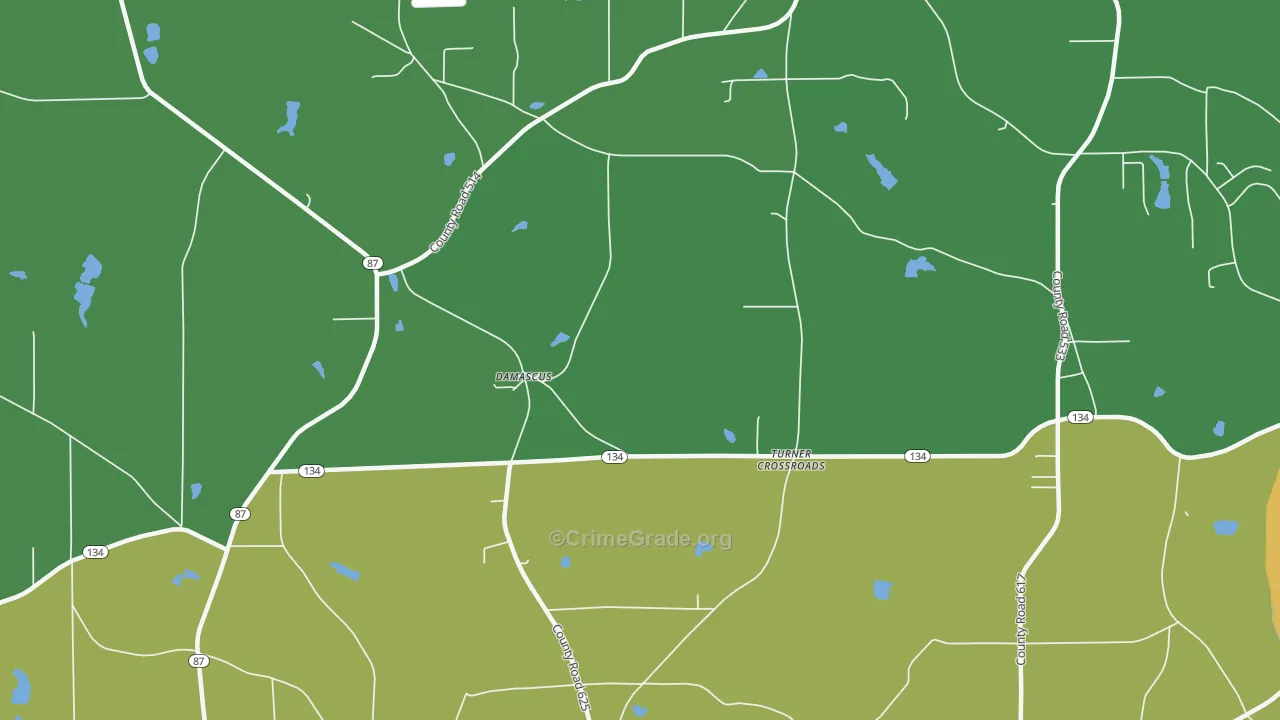 Turner Crossroads, AL Map of Vandalism Rates