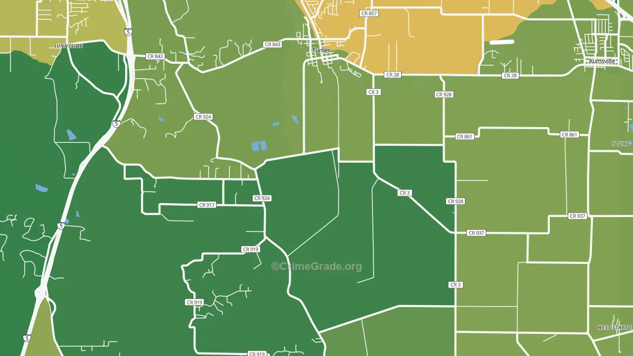 Turner, OR Map of Vandalism Rates