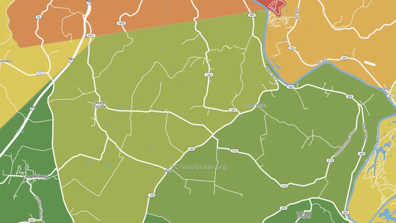 Turners Station, KY Map of Vandalism Rates