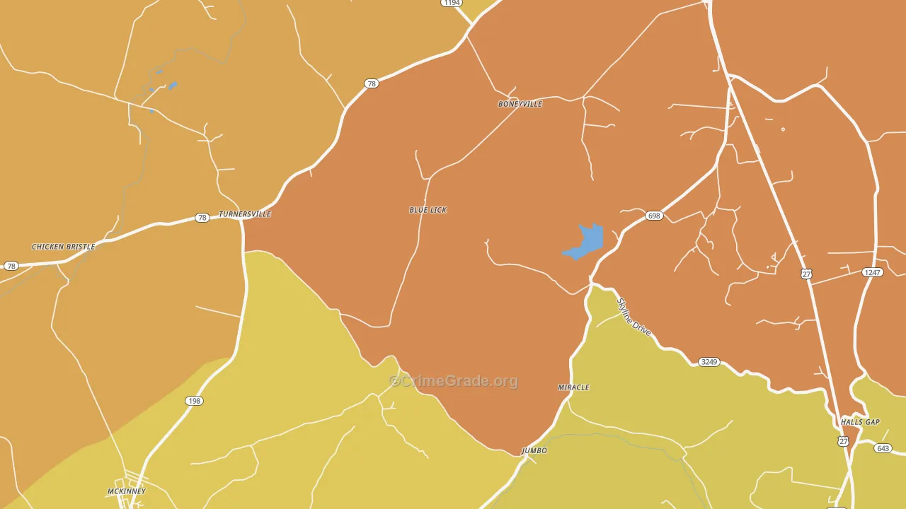 Turnersville, KY Map of Vandalism Rates