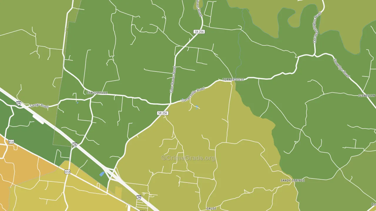 Turnersville, TN Map of Vandalism Rates