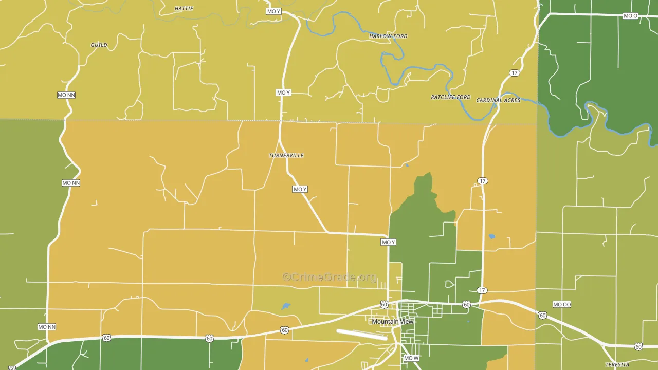 Turnerville, MO Map of Vandalism Rates
