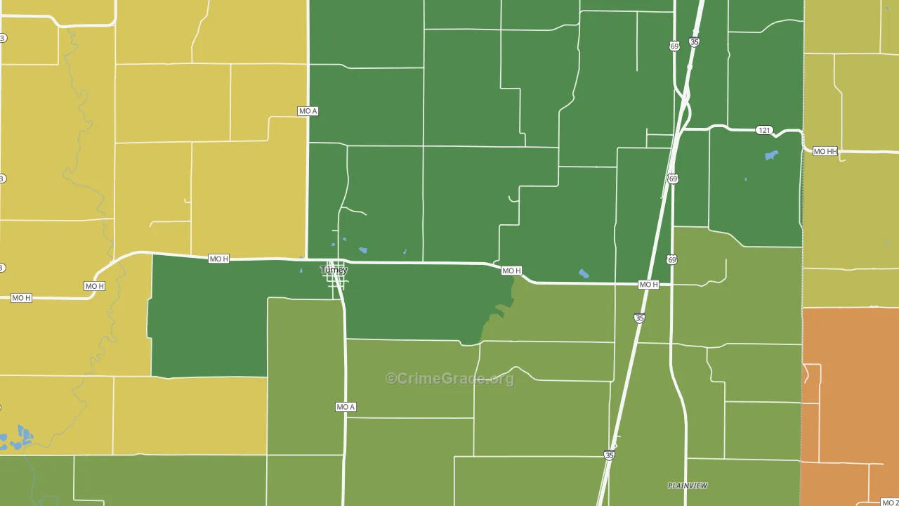 Turney, MO Map of Vandalism Rates