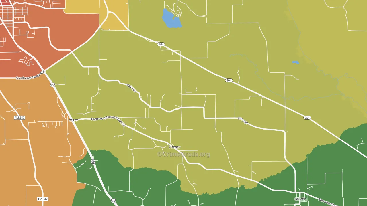 Turney, TX Map of Vandalism Rates