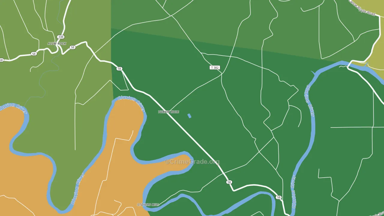 Turnip Hole, PA Map of Vandalism Rates