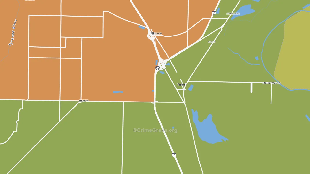 Turrell, AR Map of Vandalism Rates