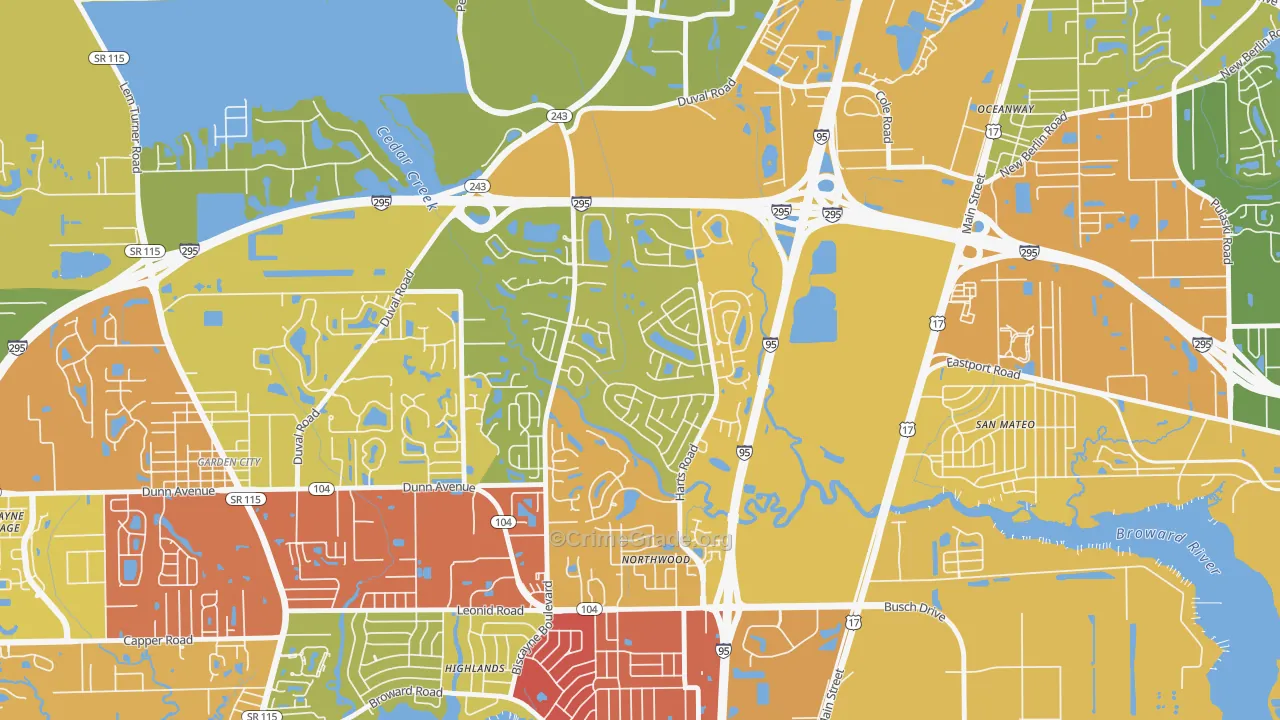 Turtle Creek, Jacksonville, FL Map of Vandalism Rates