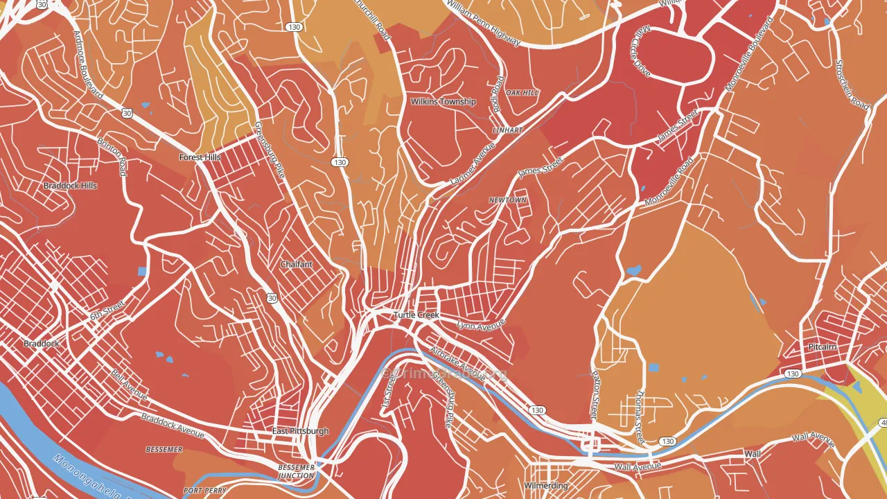 Turtle Creek, PA Map of Vandalism Rates