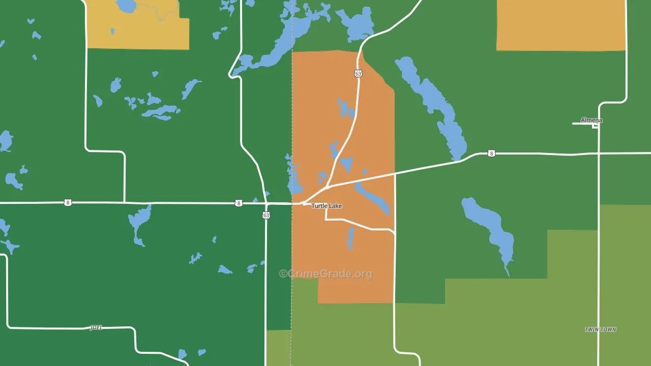 Turtle Lake, WI Map of Vandalism Rates