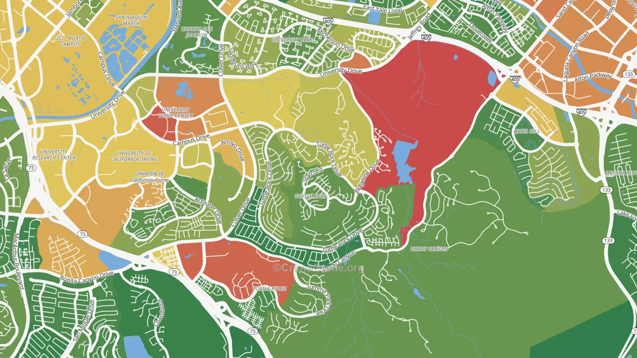 Turtle Rock, Irvine, CA Map of Vandalism Rates