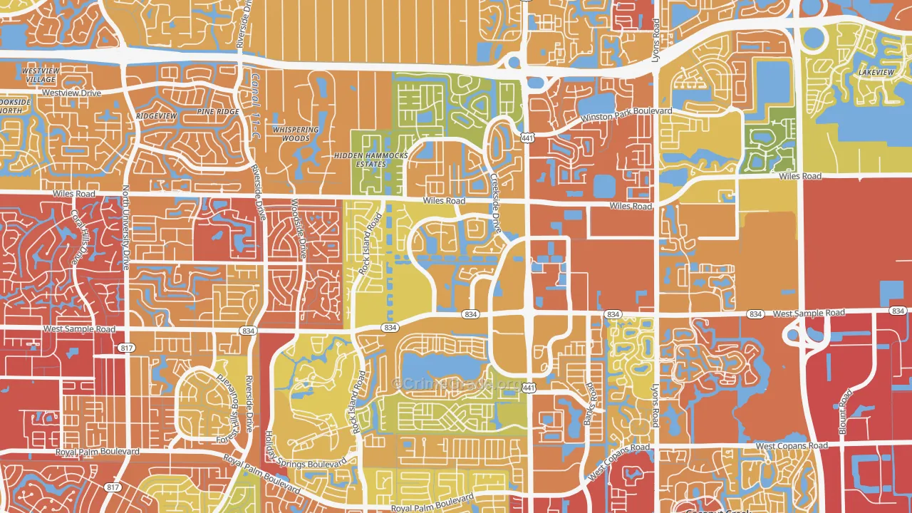 Turtle Run, Coral Springs, FL Map of Vandalism Rates