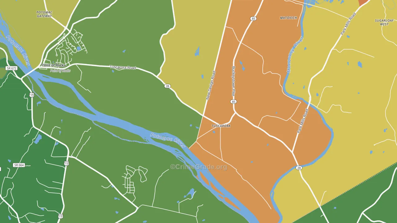 Tuscarora, MD Map of Vandalism Rates