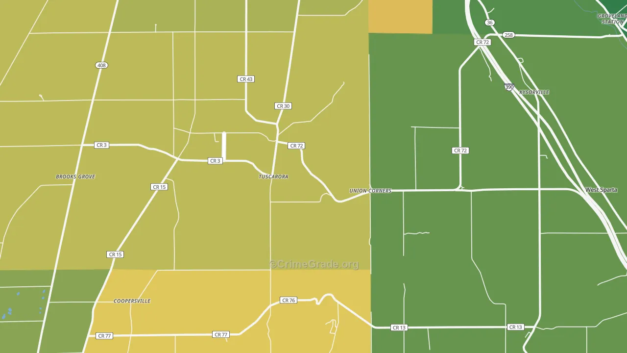 Tuscarora, NY Map of Vandalism Rates