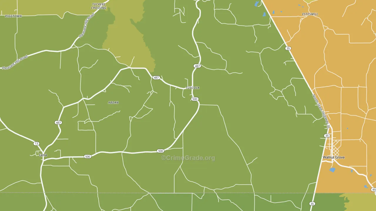 Tuscola, MS Map of Vandalism Rates