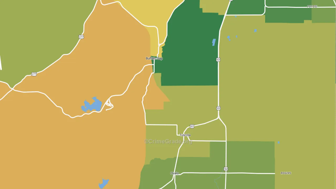 Tuscola, TX Map of Vandalism Rates