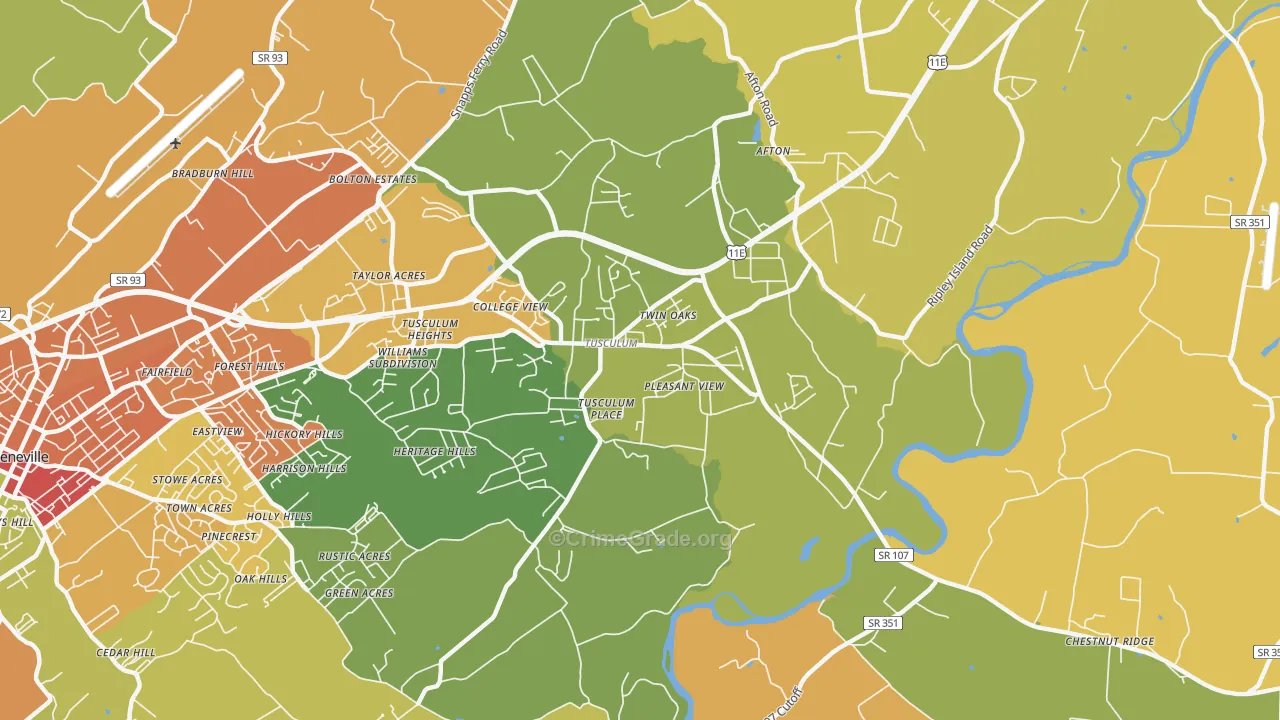 Tusculum, TN Map of Vandalism Rates