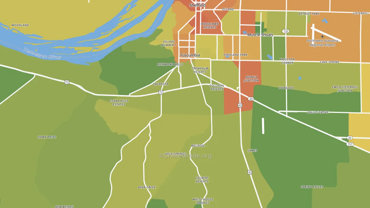 Tuscumbia, AL Map of Vandalism Rates