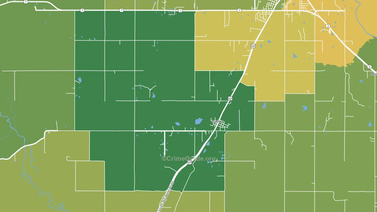 Tushka, OK Map of Vandalism Rates