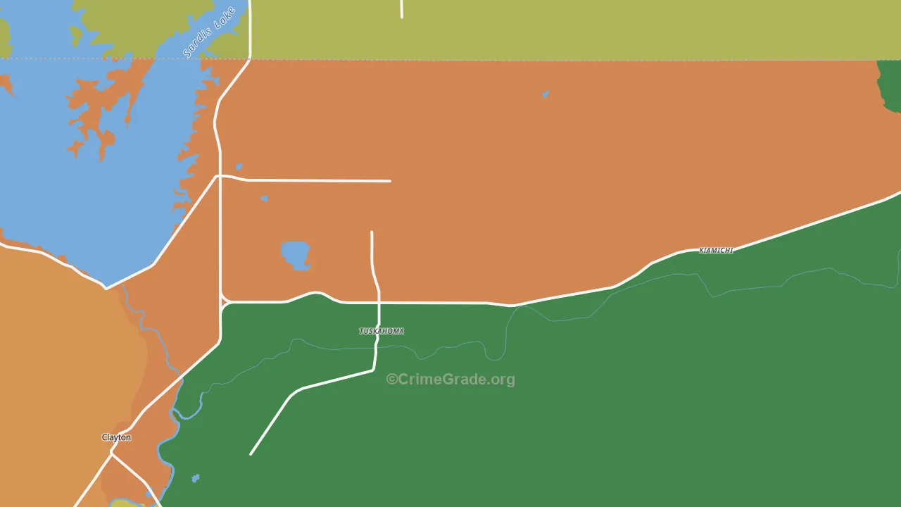 Tuskahoma, OK Map of Vandalism Rates