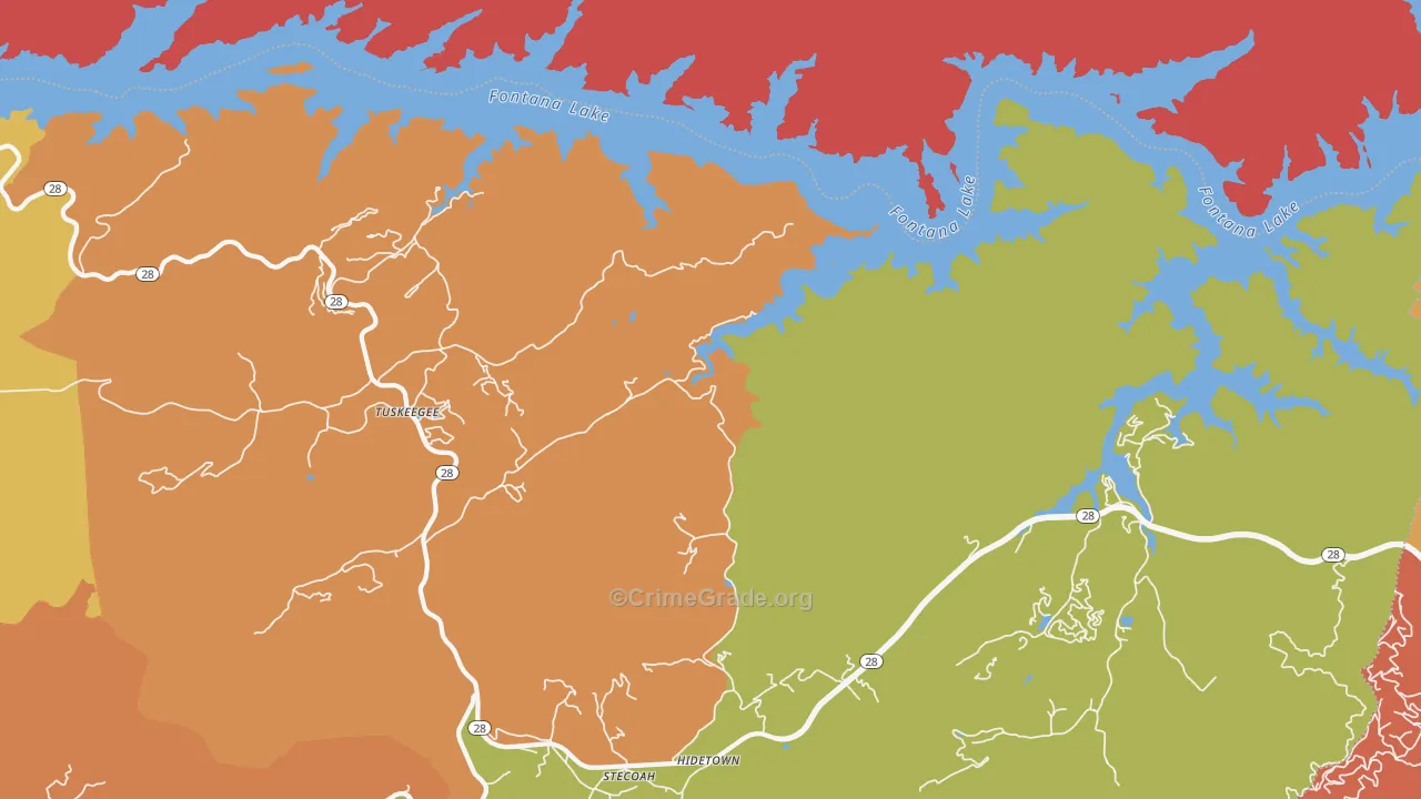 Tuskeegee, NC Map of Vandalism Rates