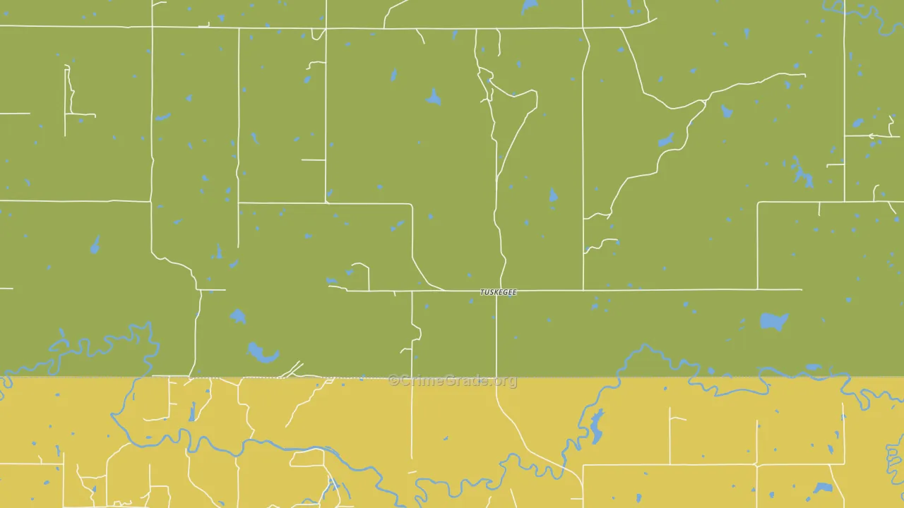 Tuskegee, OK Map of Vandalism Rates